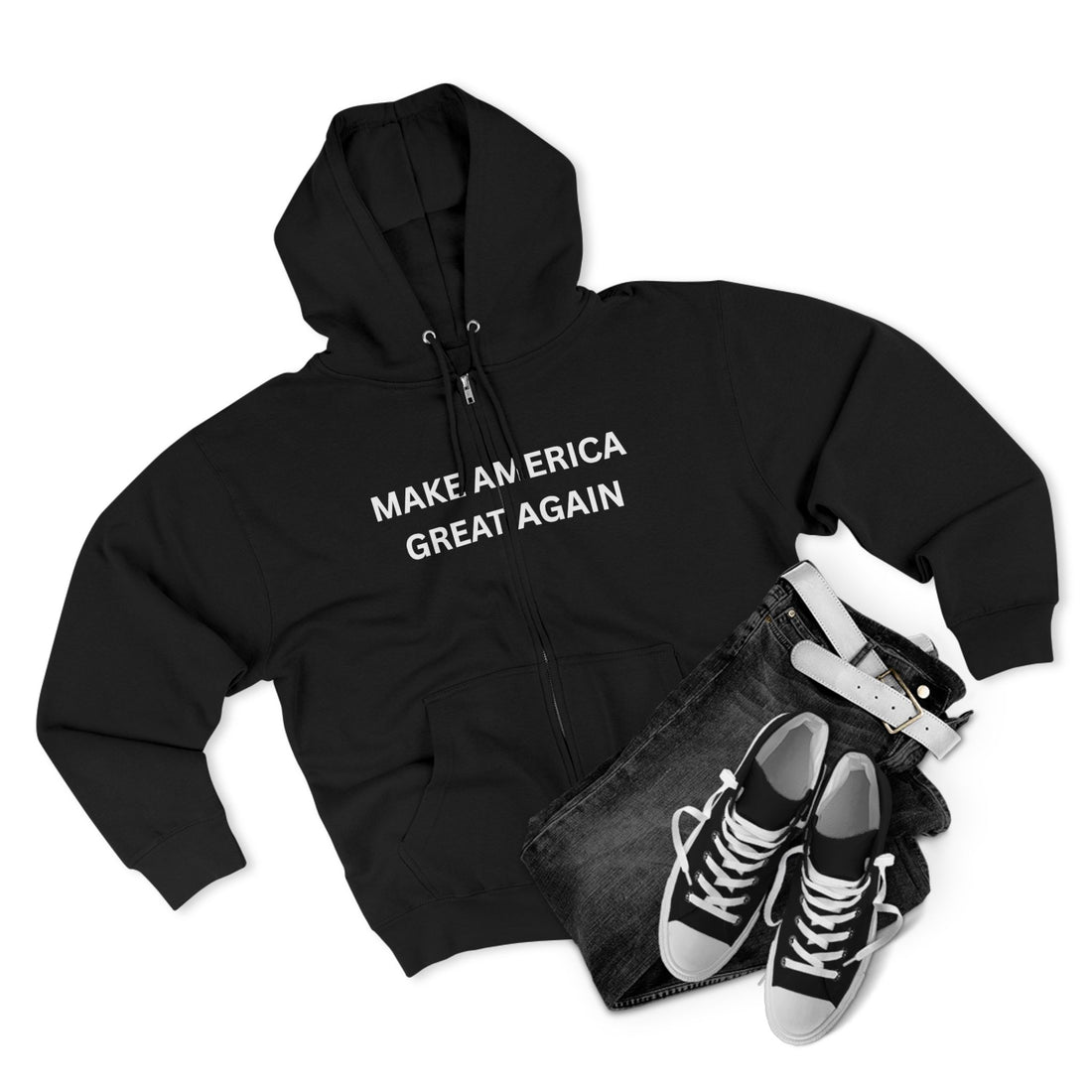 Make America Great Again Zip Hoodie — Red Political Zip-Up
