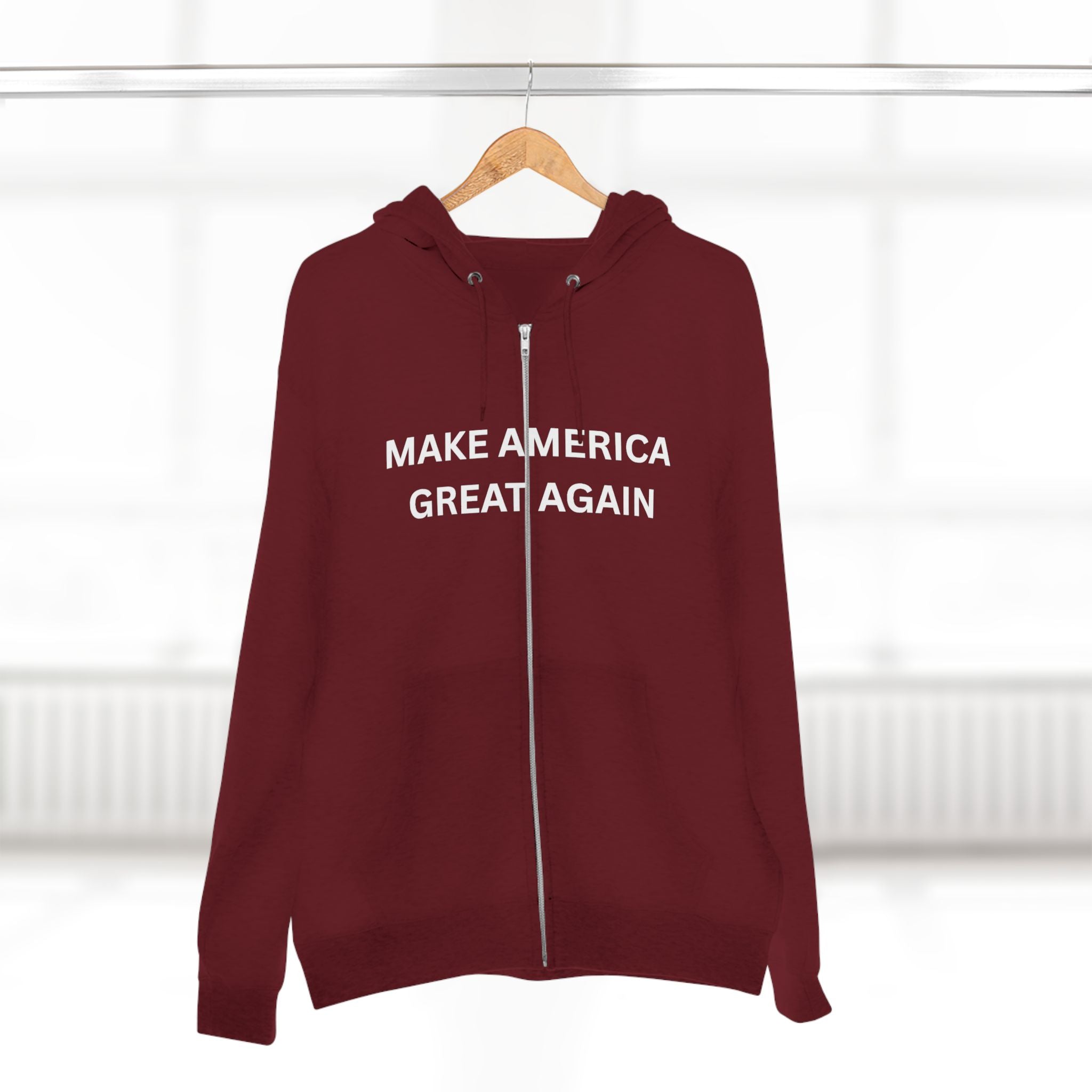 Make America Great Again Zip Hoodie — Red Political Zip-Up
