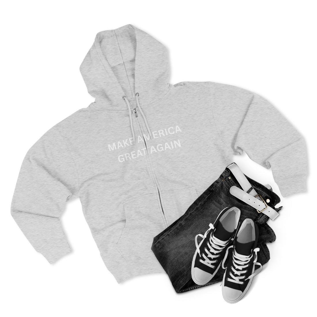 Make America Great Again Zip Hoodie — Red Political Zip-Up