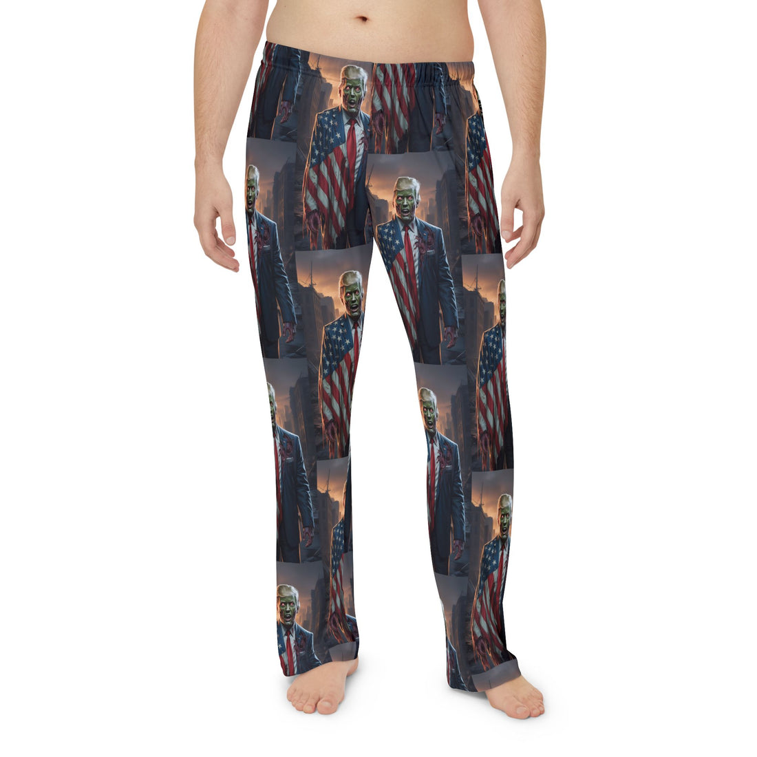 Zombie Trump Patriotic Men's Pajama Pants | Comfy Sleepwear for Independence Day, Relaxation, Cozy Movie Nights, Gift for Him, American Flag