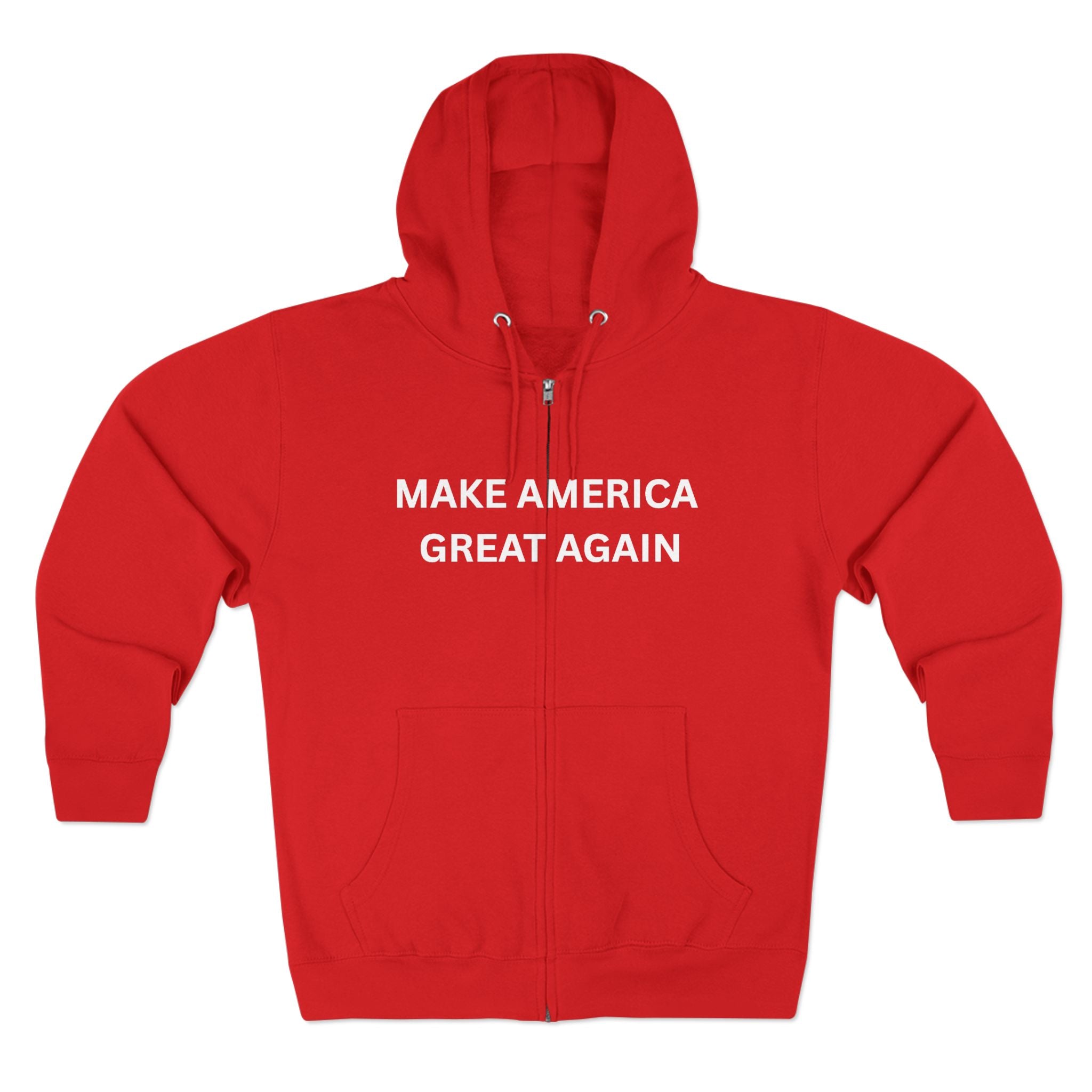 Make America Great Again Zip Hoodie — Red Political Zip-Up