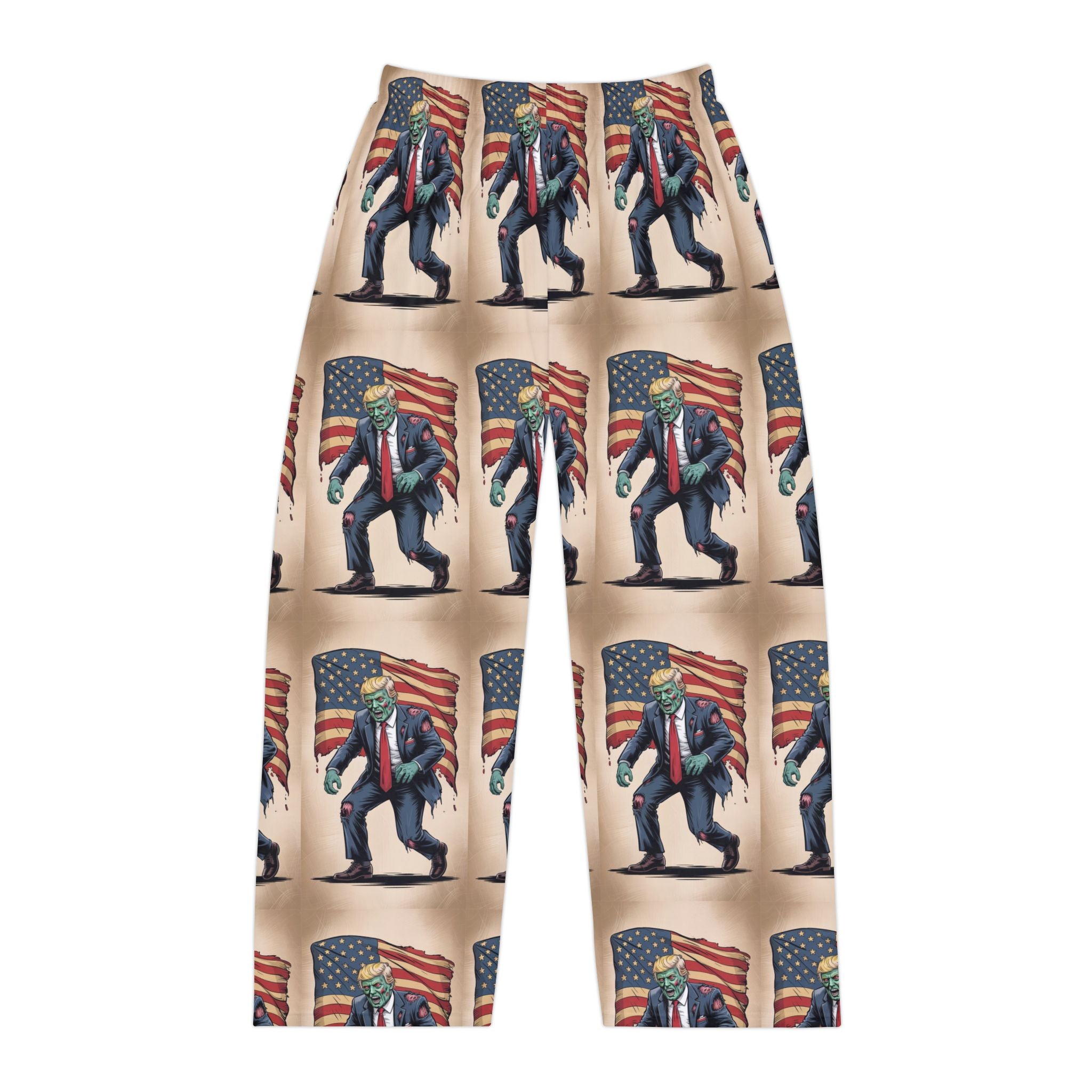 Zombie Trump Patriotic Men's Pajama Pants, Cozy Loungewear, Uniquely Designed Sleep Pants, Gift for Election Enthusiasts, Comfortable Nightwear