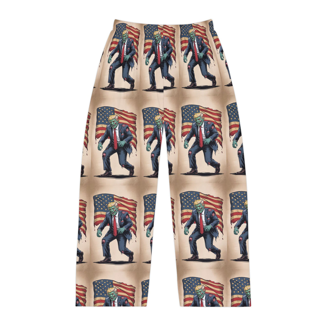 Zombie Trump Patriotic Men's Pajama Pants, Cozy Loungewear, Uniquely Designed Sleep Pants, Gift for Election Enthusiasts, Comfortable Nightwear