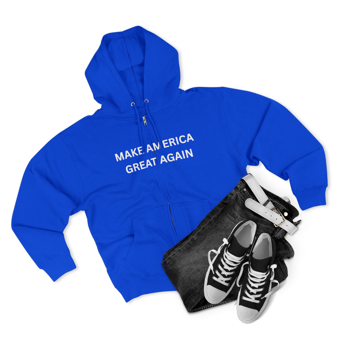 Make America Great Again Zip Hoodie — Red Political Zip-Up
