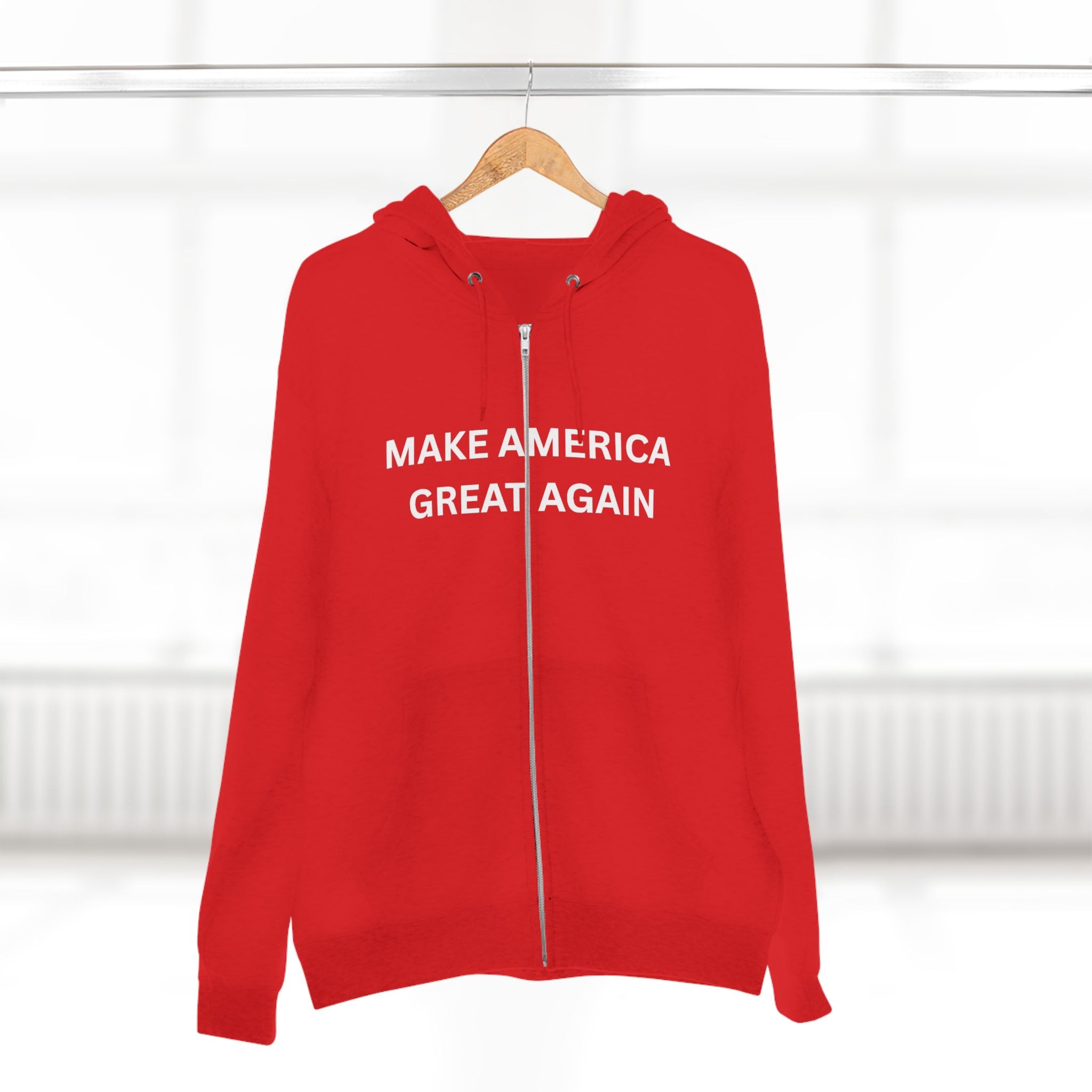 Make America Great Again Zip Hoodie — Red Political Zip-Up