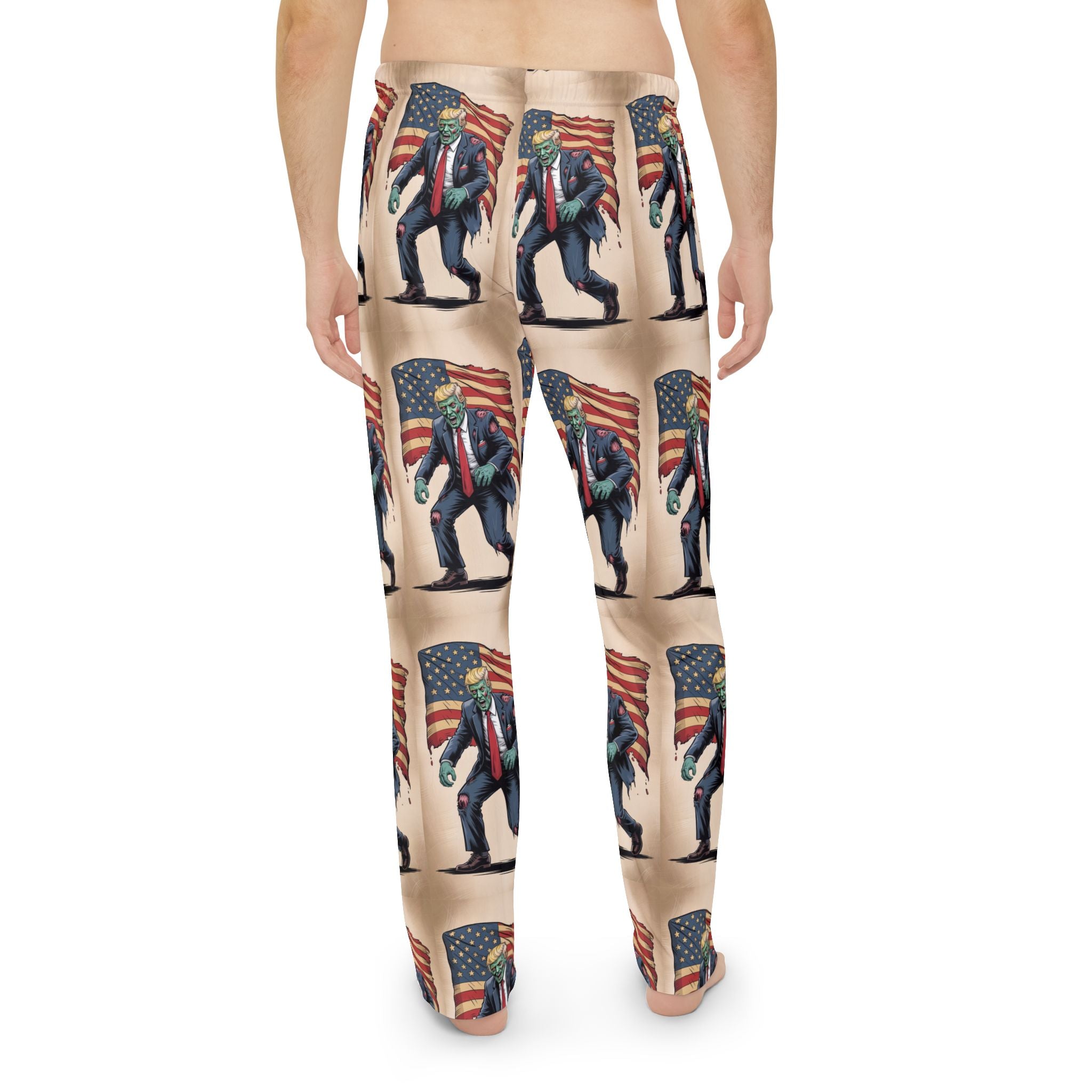 Zombie Trump Patriotic Men's Pajama Pants, Cozy Loungewear, Uniquely Designed Sleep Pants, Gift for Election Enthusiasts, Comfortable Nightwear