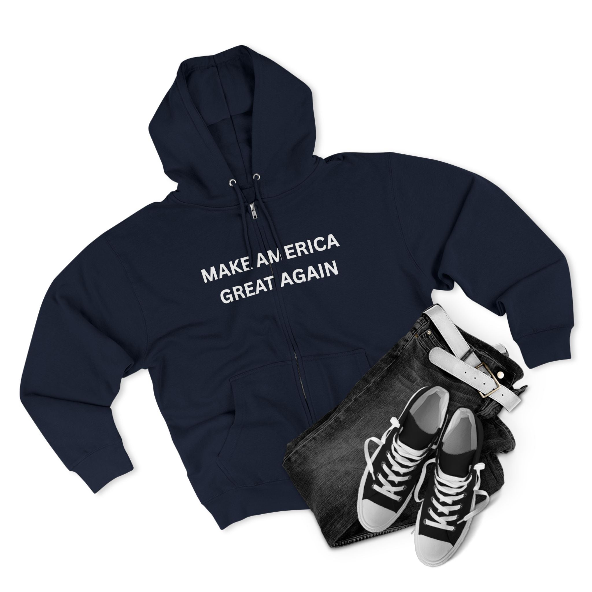 Make America Great Again Zip Hoodie — Red Political Zip-Up