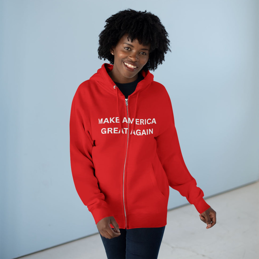 Make America Great Again Zip Hoodie — Red Political Zip-Up