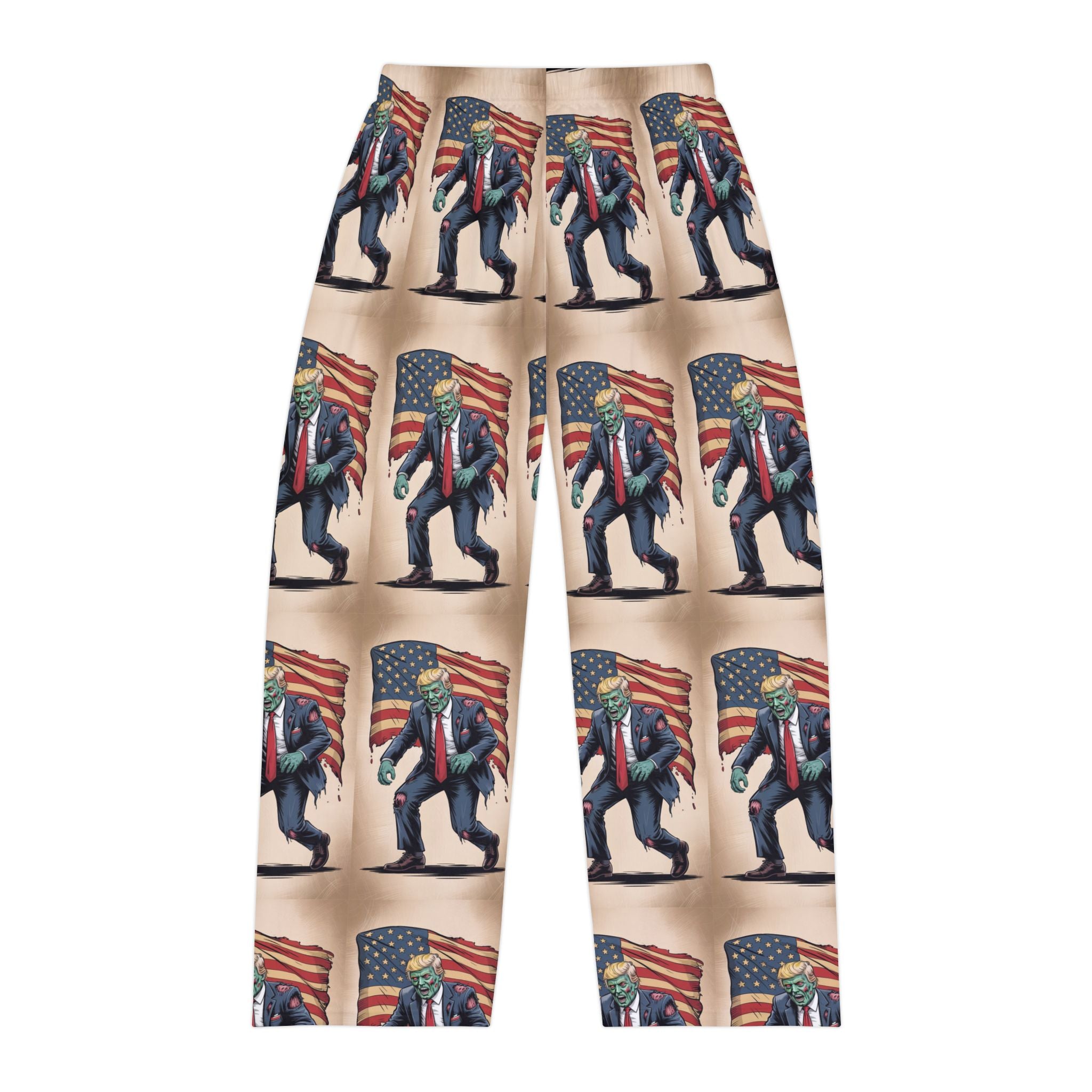 Zombie Trump Patriotic Men's Pajama Pants, Cozy Loungewear, Uniquely Designed Sleep Pants, Gift for Election Enthusiasts, Comfortable Nightwear