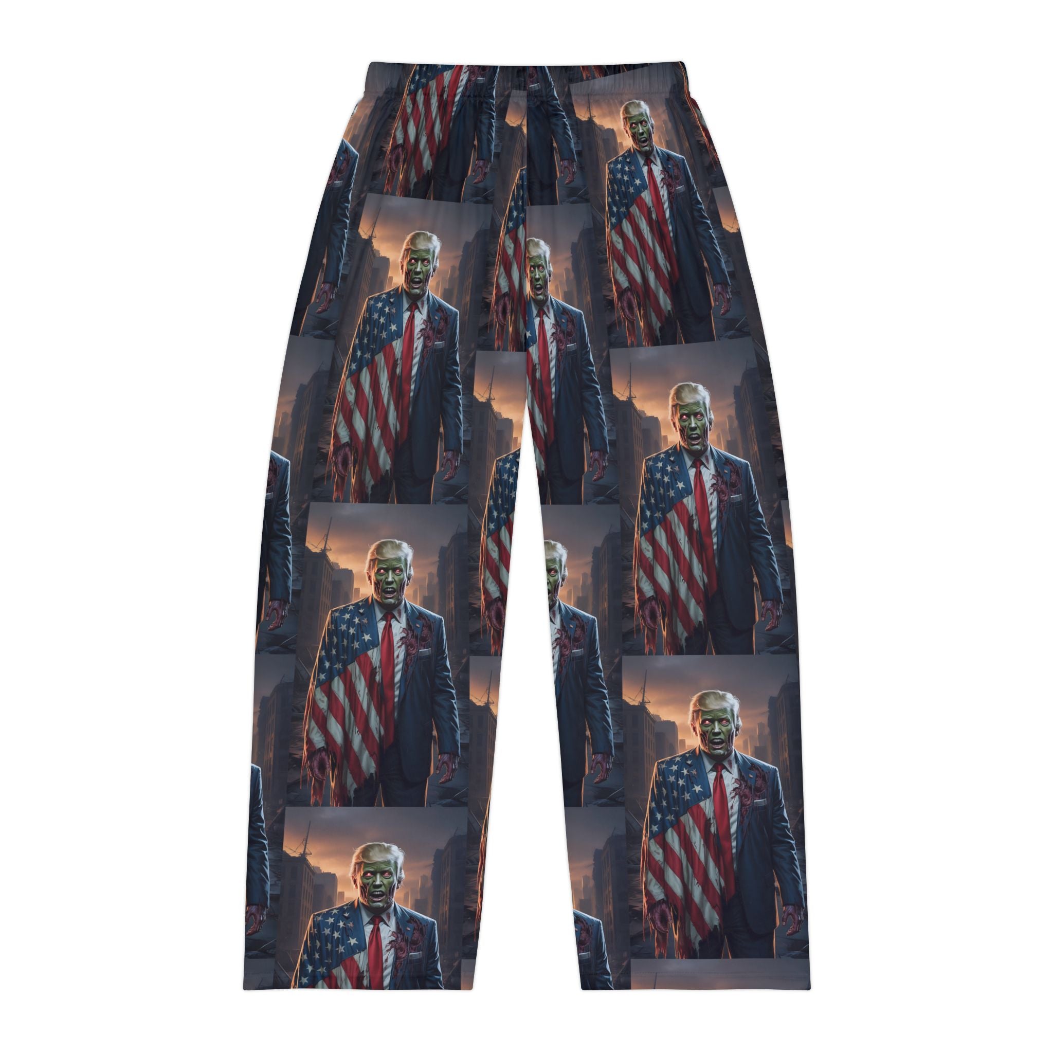Zombie Trump Patriotic Men's Pajama Pants | Comfy Sleepwear for Independence Day, Relaxation, Cozy Movie Nights, Gift for Him, American Flag