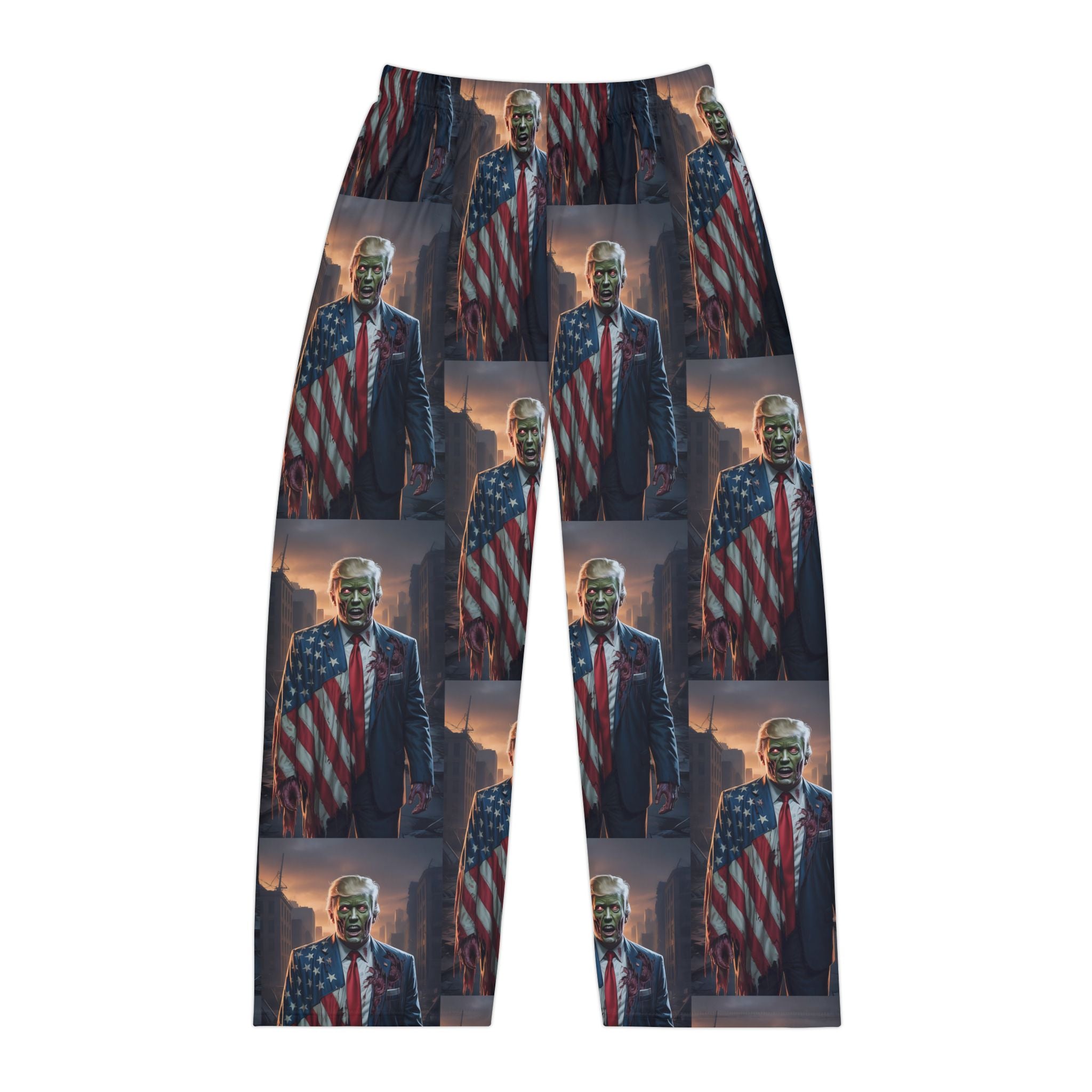 Zombie Trump Patriotic Men's Pajama Pants | Comfy Sleepwear for Independence Day, Relaxation, Cozy Movie Nights, Gift for Him, American Flag