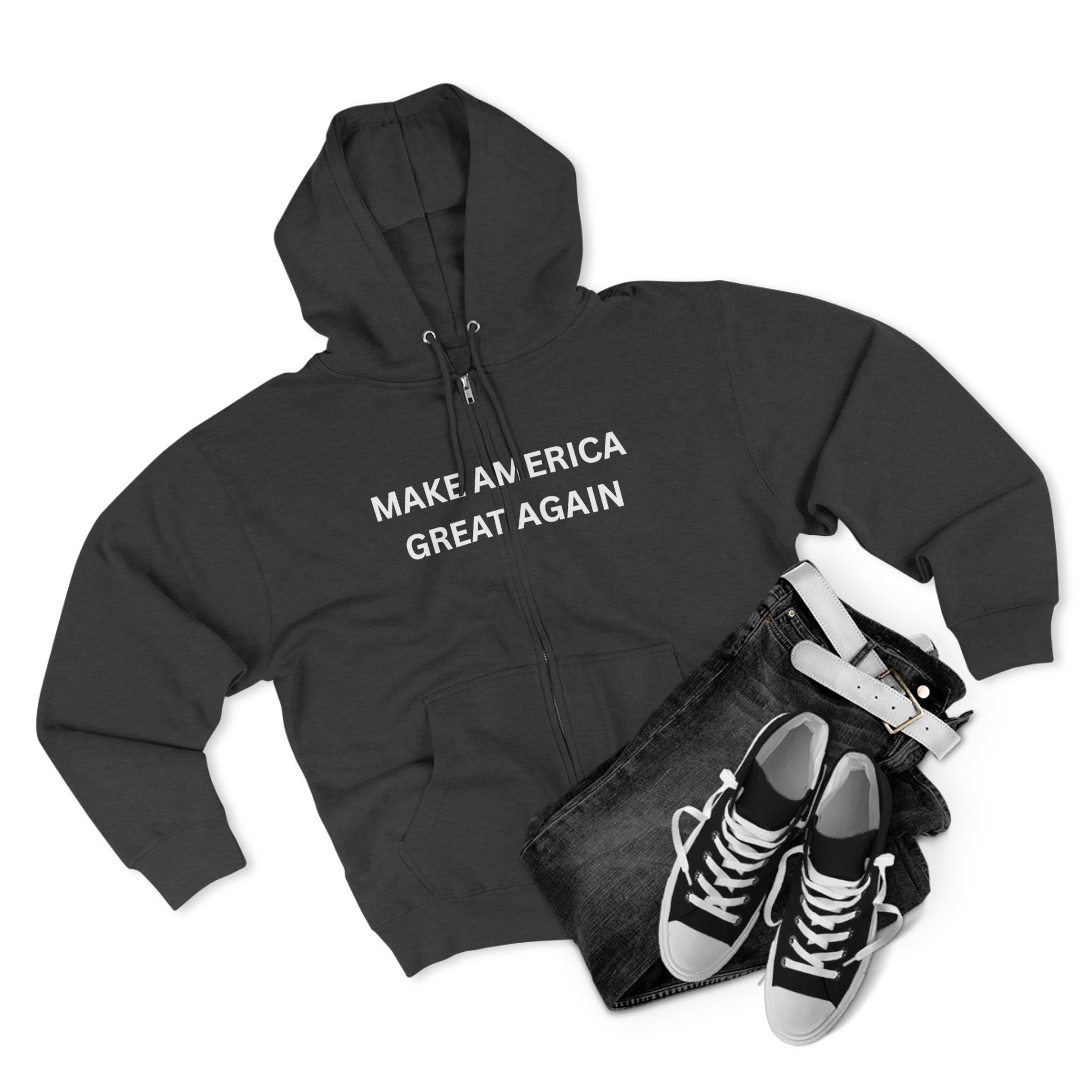 Make America Great Again Zip Hoodie — Red Political Zip-Up